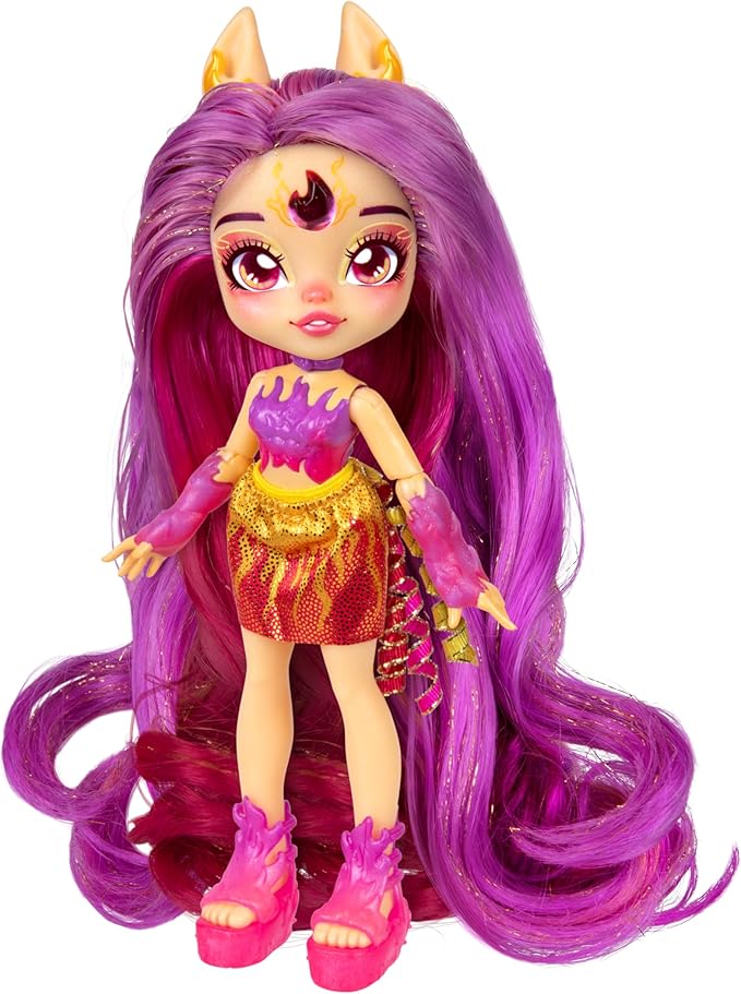 Magic Mixies Pixlings Deluxe Pack, Pippa The Firehorse, Shimmer Reveal, Create & Mix Potion That Magically Reveals 6.5" Pixling Doll Inside Potion Bottle - Exclusive Mini Mixies & 6 Hair Accessories