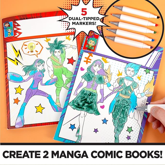 Made By Me Manga Artist Set, How to Draw Anime, Create 2 Comic Books, Great Gifts for Anime Enthusiasts, Awesome Art Kit, Drawing Kit Arts & Crafts for Kids, Great Addition to Anime Collection