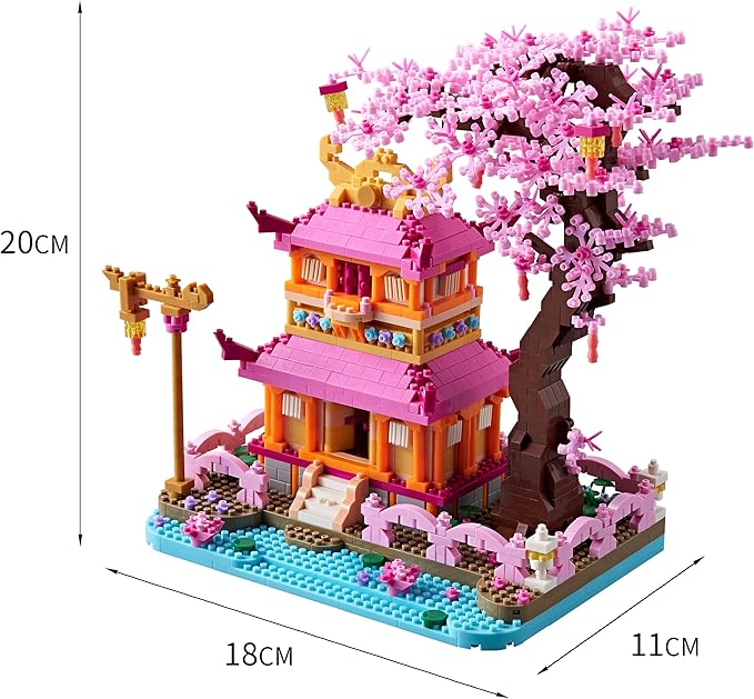 Architecture Dream Flower Building Block,Japan Sakura Tree House Construction Set,1810 PCS for Adults and Teens,Mirco Blocks Model Set,Creator Blocks,Mini DIY STEM Toys,Assembly Toys