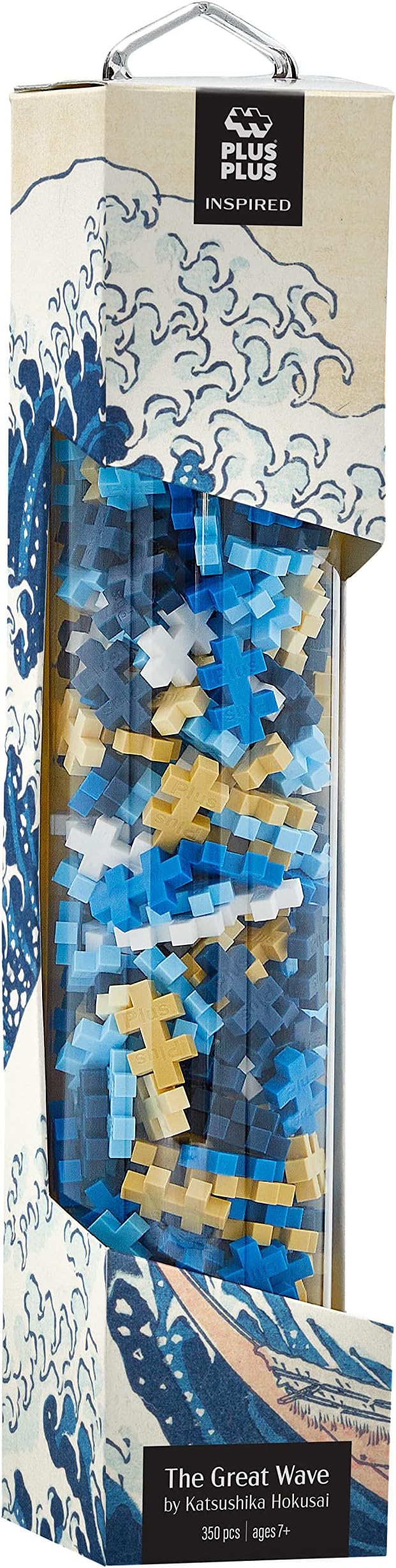 PLUS PLUS Inspired Art History Building Set, 3D Painting Kit & Craft Supplies for Kids, 350 Mini Interlocking Open Ended Pieces - Hokusai, The Great Wave