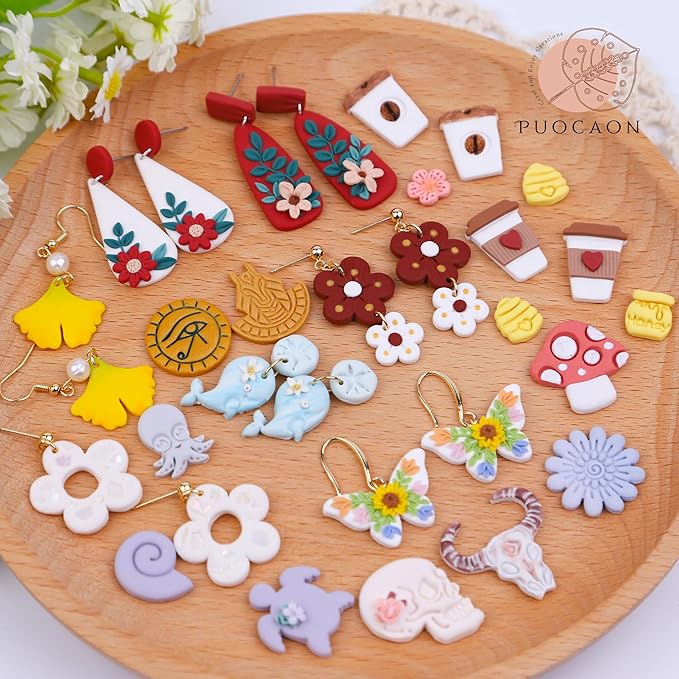 Puocaon Ocean Turtle Clay Cutters - 6 Pcs Embossed Turtle Clay Cutters for Polymer Clay Earrings, Ocean Life Clay Jewelry Cutters, 3D Print Sea Creature Polymer Clay Cutters for Earrings Jewelry