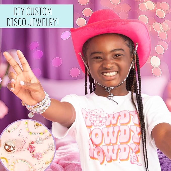 STMT D.I.Y. Glitz ‘N Disco Jewelry Case, Makes Over 15 Accessories, Includes Disco Beads for Bracelets, Charms & Storage, Bracelet Making Kit, Great Gifts for Girls, Jewelry Making Kit for Girls 8-12
