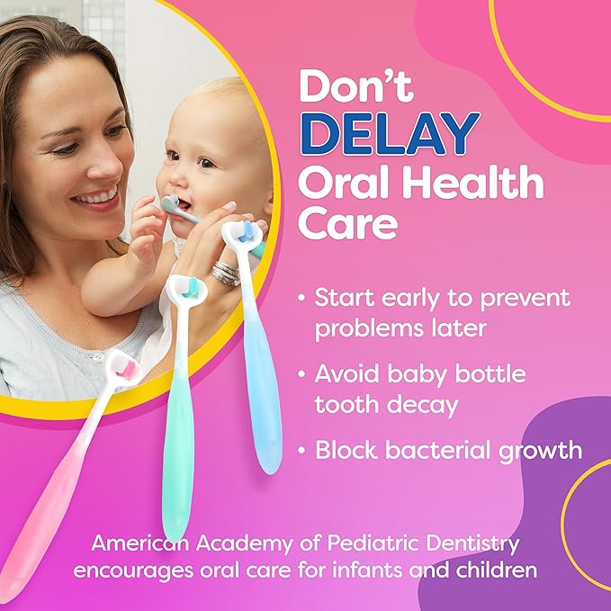 Extra Soft Toddler Toothbrush , Toddler toothbrushes 1-2 Toothhugger High Efficient 3 Sides Baby Toothbrush 12 months and up, Infant Toothbrush, Toddler Toothbrushes 1-3, Baby Toothbrush (3 Pack)