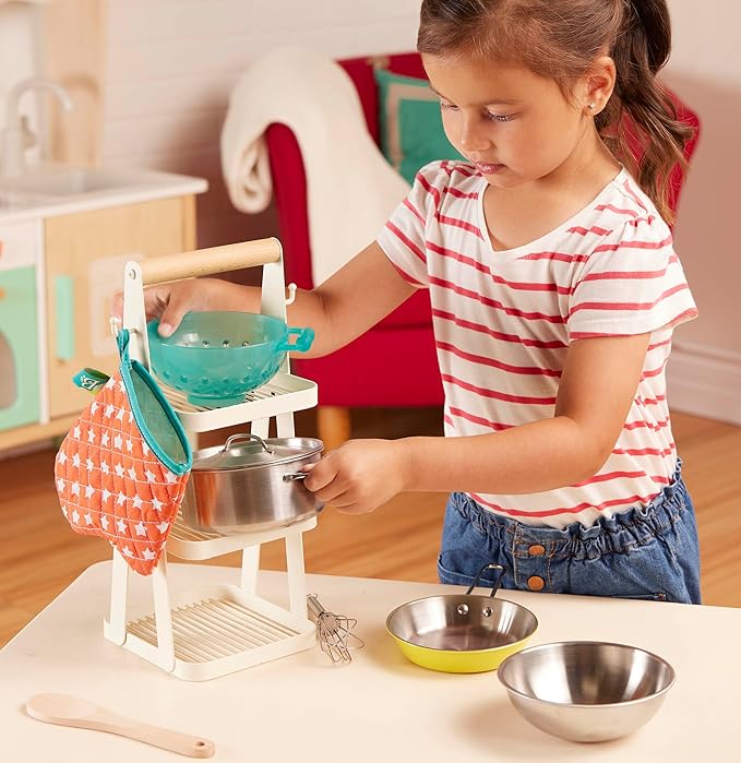 B. toys- Mini Chef - Pot & Pan Playset- Pretend Play Kitchen Accessories – Pot, Pan & Role-Play Cookware – Cooking Toys for Kids – Pretend Play Set – 3 Years + (9 Pcs)