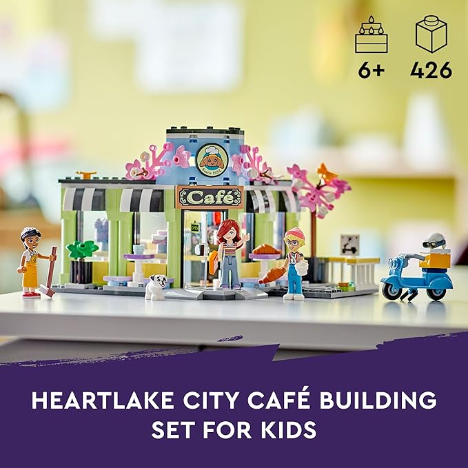 LEGO Friends Heartlake City Cafe Toy for Children - Building Pastry - Creative Hobby and Gift Idea for Girls and Boys from 6 Years - 3 Mini Dolls and a Dog 42618