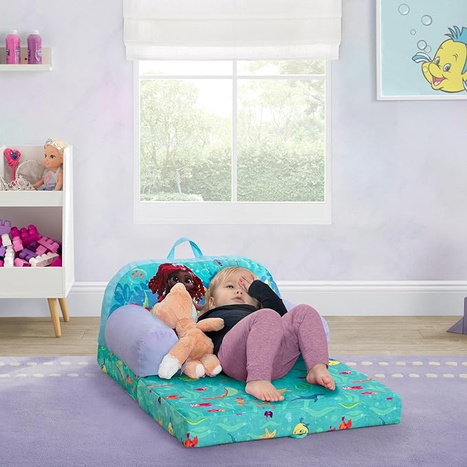 Delta Children - Disney Junior’s Ariel Cozee Buddy Flip-Out Kids Chair, Blue