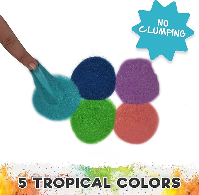 CuteyCo Crafty Sand Pack - 5 Colors: 2.5 lbs of Vibrant Craft Sand & Play Sand: Tropical Colors