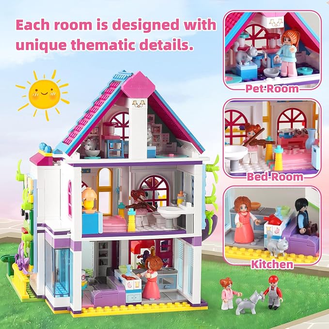 House Building Set That Compatible with Lego Friends for Girls Age 8-12 Pretend Play Set for Girls Age 6-12