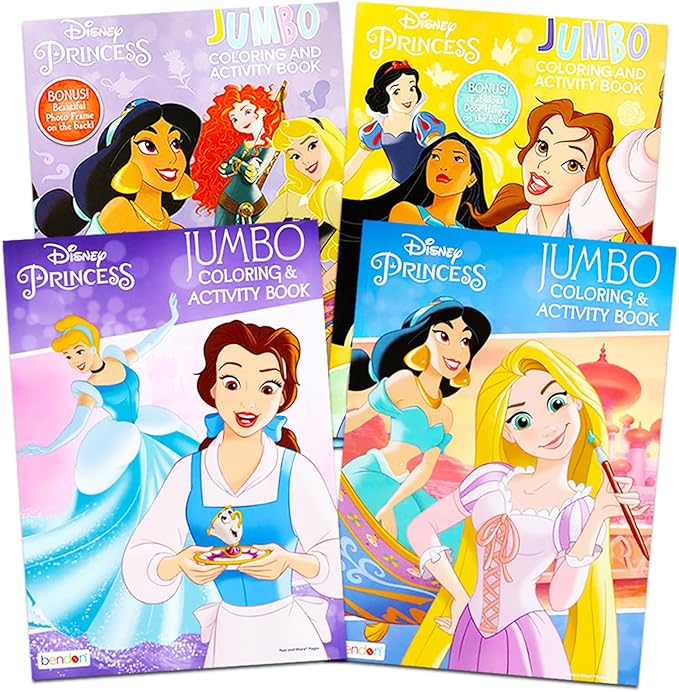 Disney Princess Coloring Book Super Set - Includes 4 Disney Princess Books Filled with Over 200 Coloring Pages and Activities and Over 175 Stickers