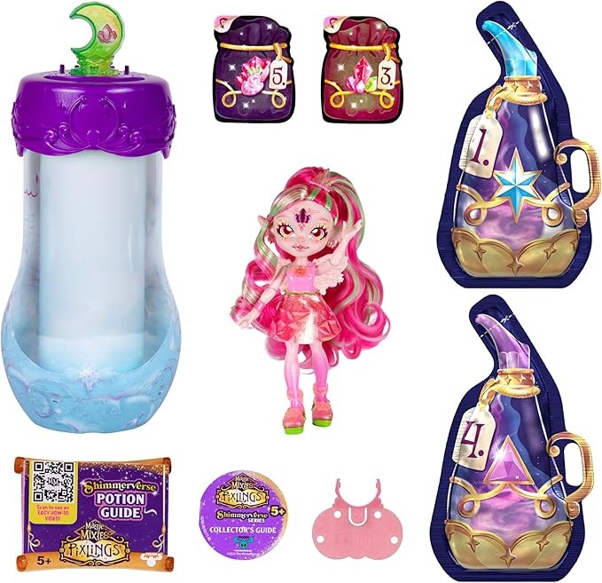 Magic Mixies Pixlings Shimmerverse Series, Create & Mix Magic Potion to Magically Reveal Faye The Fairy Pixling, This Beautiful 6.5" Shimmerverse Pixling Fashion Doll Appears Inside The Potion Bottle