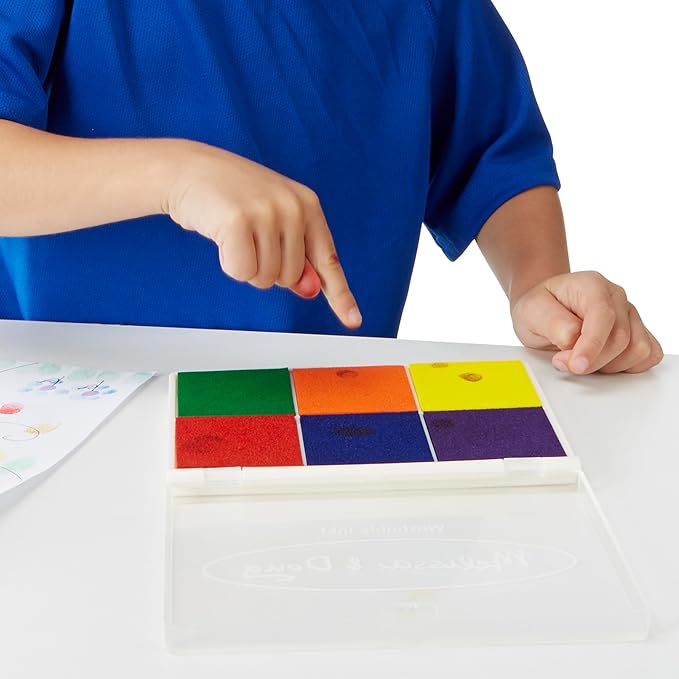Melissa & Doug Rainbow Stamp Pad For Rubber Stamps, Arts And Crafts Supplies For Kids Ages 4+, 6 Washable Inks