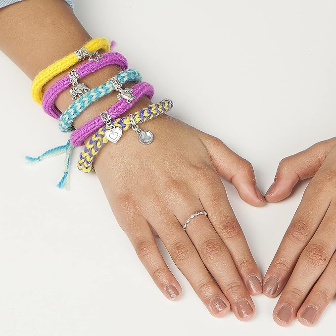 Creativity for Kids Quick Knit Charm Bracelets - Create 10 DIY Friendship Bracelets, Kids Jewelry Making Kit
