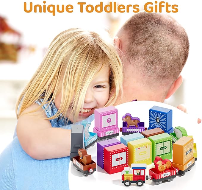 Wooden Animal Toy Train Set,Toddlers Toys for 1-3,Montessori Toys for Toddlers，Magnetic Train Toys,Preschool Educational Learning Toy,Sensory Toys for Kids,Ideal Gifts Boys, Girls