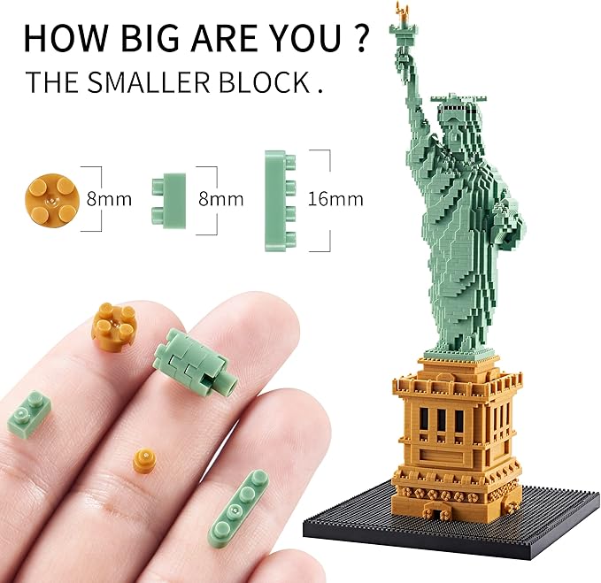 Statue of Liberty Micro Blocks Building Sets Mini Bricks Building for Adults, New York Famous Landmark Architectural Model Toys for Kids Age of 14+ 2810 PCS