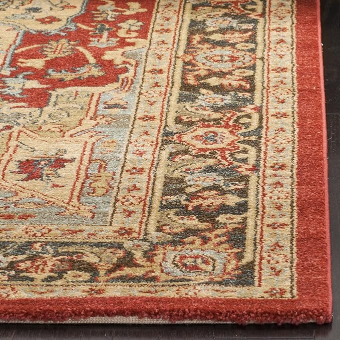 SAFAVIEH Mahal Collection Runner Rug - 2'2" x 18', Natural & Navy, Traditional Oriental Design, Non-Shedding & Easy Care, Ideal for High Traffic Areas in Living Room, Bedroom (MAH625B)