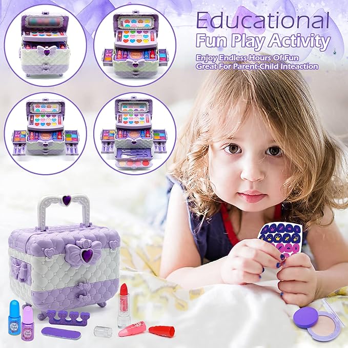 Kids Makeup Kit Girls Toys - Toys for Girls Real Washable Makeup Girls Princess Gift Play Make Up Toy Makeup Vanities for Girls Age 4-12 Year Old Children Gift Birthday
