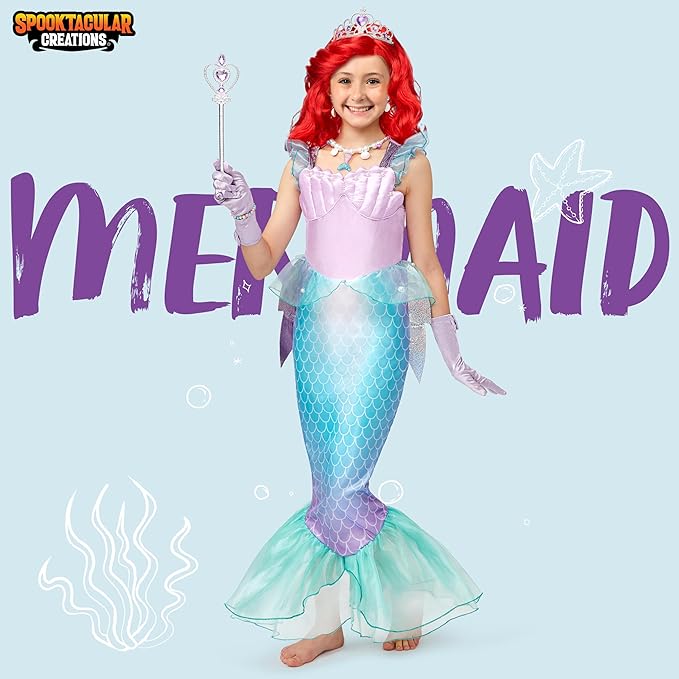 Spooktacular Creations Halloween Mermaid Costume for Girls, Little Mermaid Dress, Princess Dress Up for Girls 4-6 for DressUp