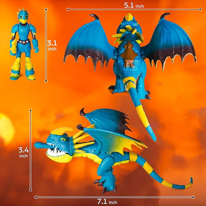 Toysvill Dragons & Vikings Big Action Figures | Light Fury, Night Fury, Deadly Nadder, 2 Hiccup's, Astrid Hofferson | Set of 6 Pcs