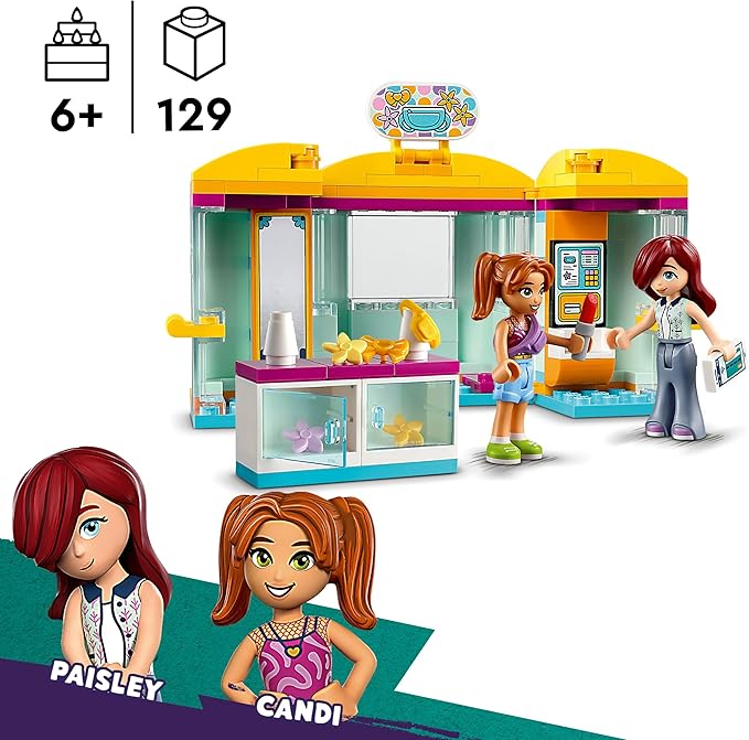 LEGO Friends Tiny Accessories Store and Beauty Shop Toy, Pretend Playset for Kids, Paisley and Candi Mini-Doll Characters and Mini Dolls Accessories, Great Gift for 6 Year Old Girls and Boys, 42608