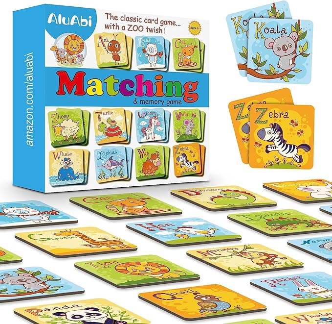 Animal Letter Memory Game ABC Learning for Toddlers, Fun Matching Game, Educational Toys for Kids, Preschool Learning Toys and Alphabet Flash Cards for Boys & Girls Age 4 to 8