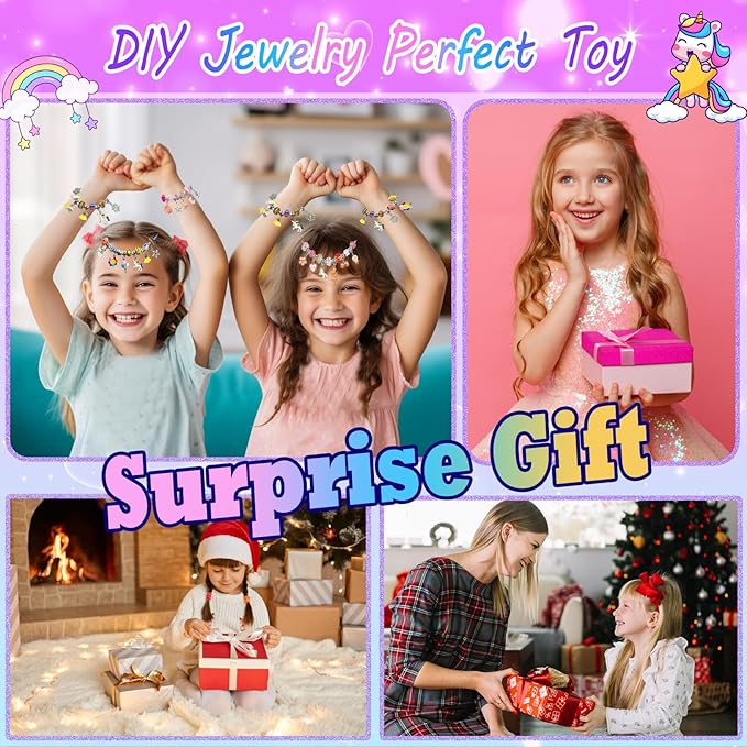 DIY Charm Bracelet Making Kit for Girls Christmas Gifts, 162Pcs Kids Jewelry Making Kit for Girls 4-6 8-12, Birthday Gifts for Girls Age 8-10 with Portable Bracelet Organizer Box