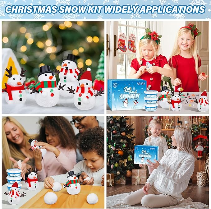EOBOH 100pcs Snowman Craft, Build a Snowman Kit Indoor Decorations, Snowman Kit DIY Christmas Ornaments, Creative Air Dry Modeling Clay Bulk, Xmas School Family Party Activities Snowman Making Set