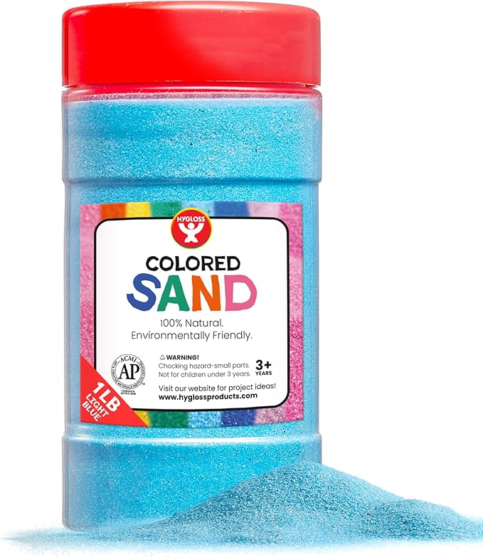 Hygloss Products Colored Play Sand - Assorted Colorful Craft Art Bucket O' Sand, Light Blue, 1 lb