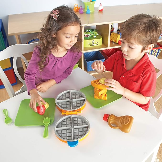 Learning Resources New Sprouts Waffle Time, Pretend Play Food Set, Kids Play Food Set, Play Food, Learning Toys, 14 Piece Set, Ages 18 mos+