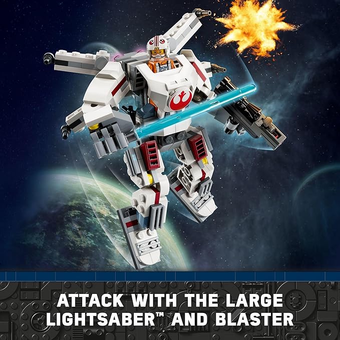 LEGO Star Wars Luke Skywalker X-Wing Mech, Buildable Star Wars Action Figure with Luke Skywalker Toy, Collectible Building Set for Kids, Creative Star Wars Gift for Boys and Girls Ages 6 and Up, 75390