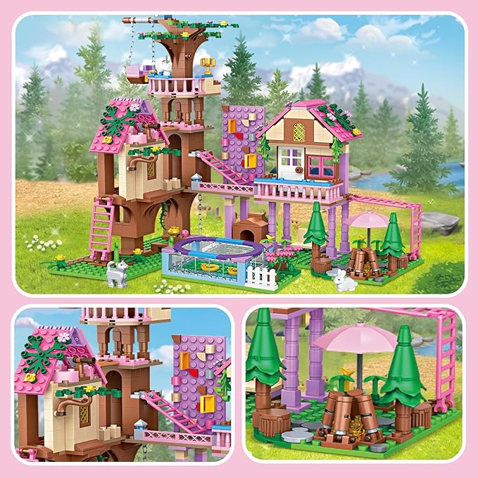 Tree House Building Set Compatible with Lego Friends, 756 PCS Forest House Building Kit Birthday Gift for Kids Girls Age 6-12 Years（7681）