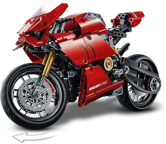 LEGO 42107 Technic Ducati Panigale V4 R Motorbike, Collectible Superbike Display Model Building Kit with Gearbox and Working Suspension, Gift Idea, 10 year +