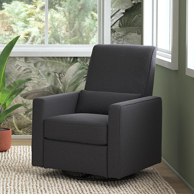 DaVinci Piper Upholstered Recliner and Swivel Glider in Dark Grey, Greenguard Gold & CertiPUR-US Certified