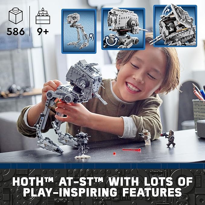 LEGO Star Wars Hoth at-ST Walker Building Toy for Kids with Chewbacca Minifigure and Droid Figure, The Empire Strikes Back Model, Star Wars Fan Gift, 75322