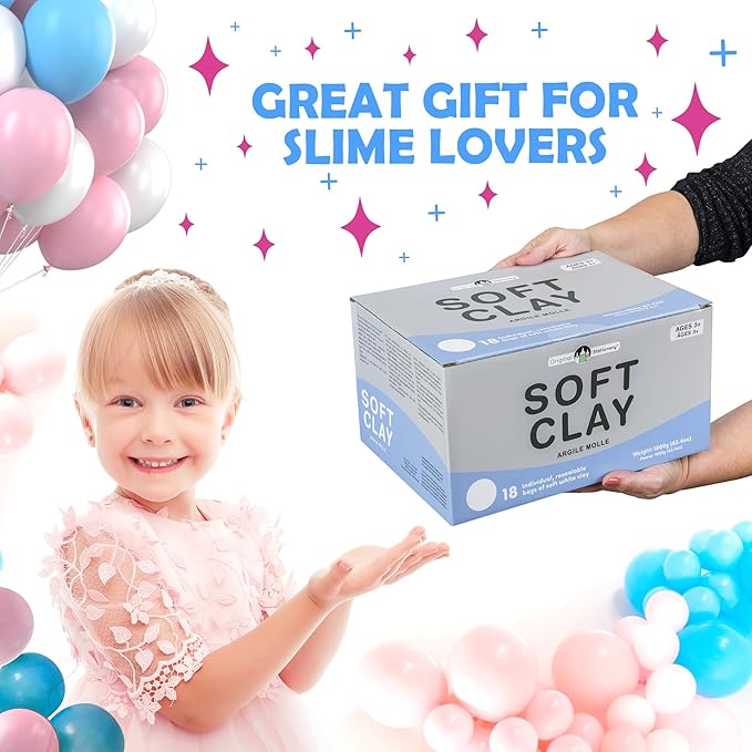 Original Stationery Soft Clay for Slime, XL White Modeling Clay for Art Crafts & Slime Fun, Add to Glue & Shaving Foam to Make Butter Slimes, 3.9lbs/1800 Grams