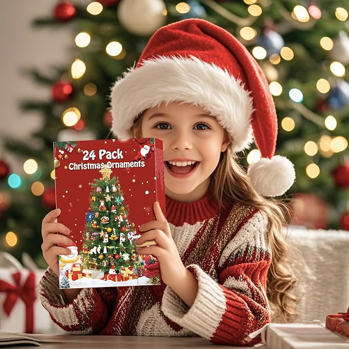 NKTOIEYS Christmas Ornaments Building Sets,24 Packs DIY Christmas Tree, Wreath Santa, Snowman,2024 New Decorative Hanging Xmas Ornaments Building Toys Best Festival Gift for Kids
