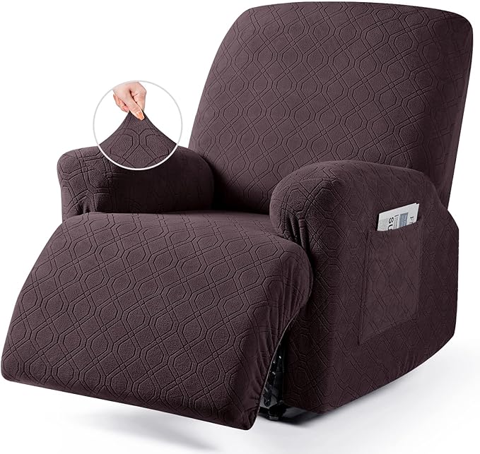 VANSOFY Recliner Chair Covers, 3-Pieces Stretch Lazy Boy Recliner Covers for Recliner Chair Soft Reclining Chair Slipcover Furniture Protector for Dogs Cats(Chocolate)