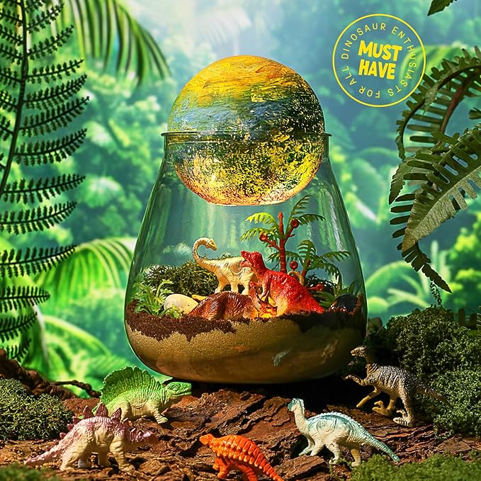 Dinosaur Terrarium Kit for Kids - Dino Kid Crafts with DIY Moon Lamp Kit - Birthday Gift for Boys Ages 4 5 6 7 8-12 Year Old - Arts and Crafts for Boys and Kids - Gifts for Boys