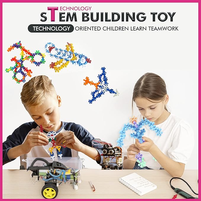 Curious 2 Learn 300 Pieces Building Blocks- Kids STEM Toys Educational Building Toys- Discs Sets Interlocking, Solid Plastic for Preschool Kids Boys and Girls Aged 3+, Creativity Kids Toys