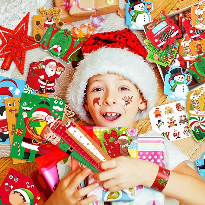 BenLouis Christmas School Stationery Set Party Favors Xmas Classroom Gift Prizes Bulk for Students Kids Holiday Stockings Pinata Filler Christmas School Goodie Bag Stuffers Decor（24set Christmas ）