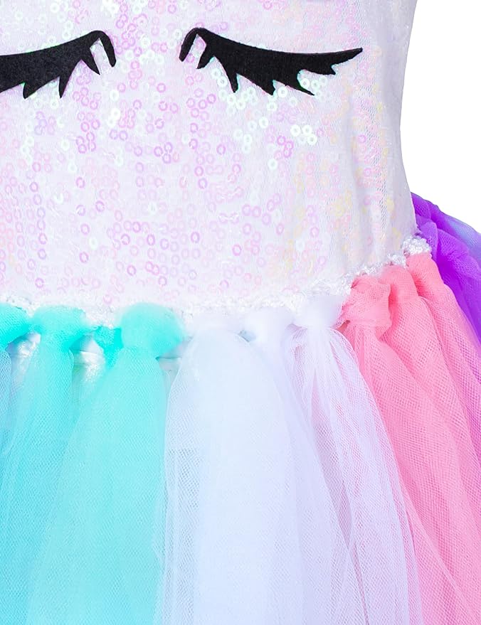 Sequin Unicorn Costume Tutu for Girls Halloween Birthday Party Dress Up with Accessories 2-9 Years