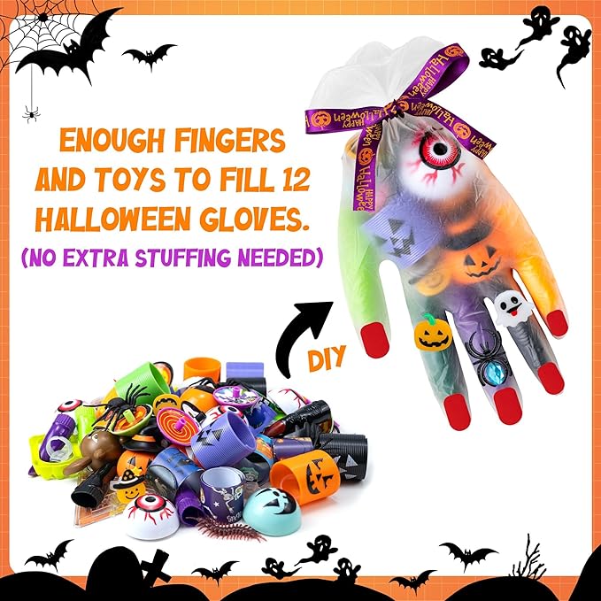 Halloween Party Favors, 193pcs Halloween Stuffed Toys Bulk Birthday Party Decorations, Goodie Bags for Party Supplies, Halloween Games for Kids