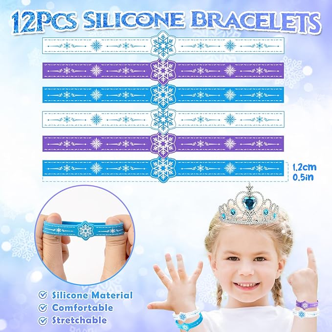 Golray Frozen Party Favors Elsa Birthday Supplies Girls Kids, Drawstring Bags Silicone Bracelets Keychain Tattoo Sticker Frozen Goodie Bag Stuffer Filler Elsa Frozen Birthday Party Favors Supplies