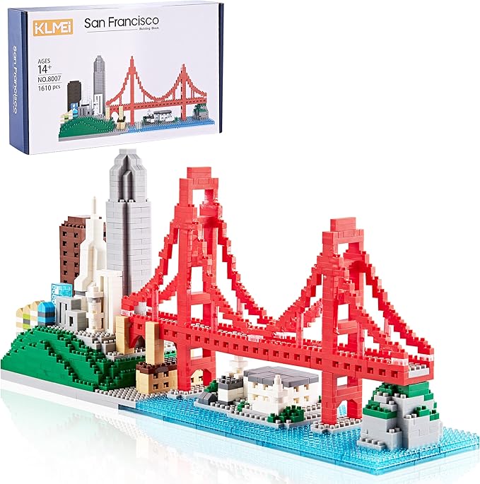 Micro Building Blocks Set for Adults San Francisco Golden Gate Bridge Architecture Skylines Model, Mini Bricks Toy Present for Kids 1610 PCS
