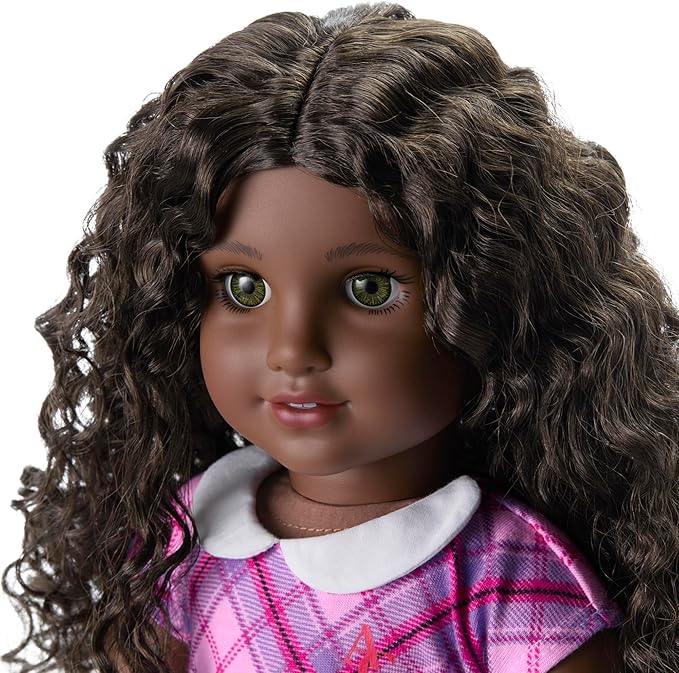 American Girl Truly Me 18-inch Doll #127 w/Hazel Eyes, Curly Dk-Brown Hair, Very Deep Skin & Neutral Undertones, for Ages 6+