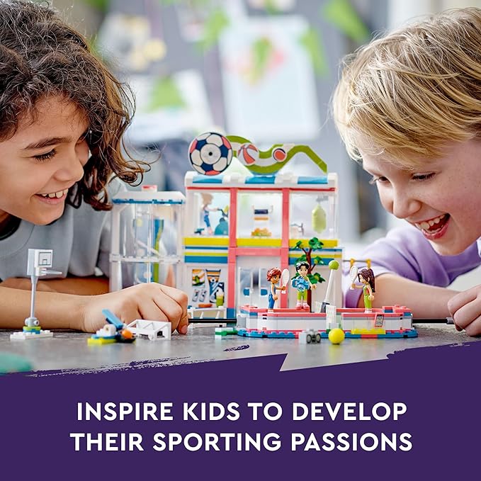 LEGO Friends Sports Center with Football, Basketball, Tennis and Climbing Wall, 4 Mini Dolls, Gifts and Toys by Heartlake City 41744