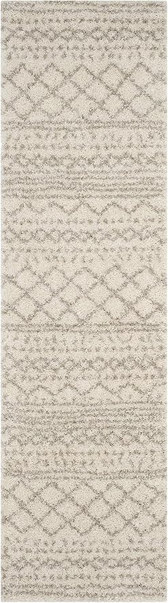 SAFAVIEH Arizona Shag Collection 2'3" x 20' Ivory/Beige ASG741A Moroccan Non-Shedding 1.6-inch Thick Living Room Dining Entryway Foyer Hallway Runner Rug