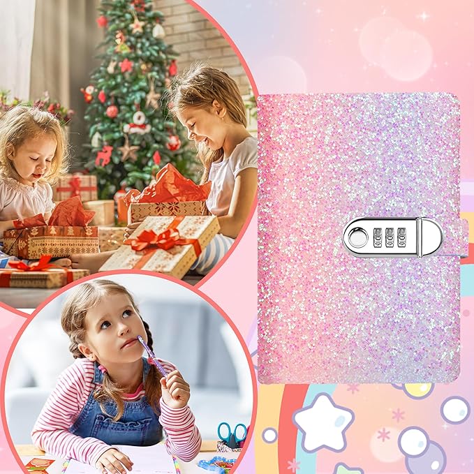 Diary with Lock for Girls, Kids Journal School for Teen Girls, Secret Diary Gifts for 9 10 11 12 Year Old Girls, Kids Journals Set for Ages 8-12 Teenage