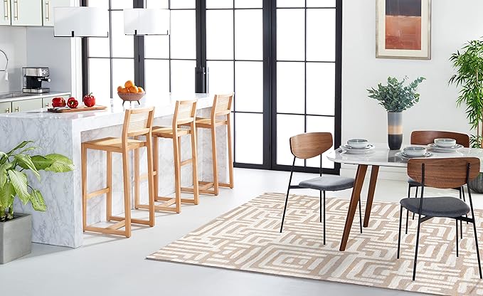 SAFAVIEH Amsterdam Collection Accent Rug - 4' x 6', Ivory & Mauve, Modern Abstract Design, Non-Shedding & Easy Care, Ideal for High Traffic Areas in Entryway, Living Room, Bedroom (AMS106A)