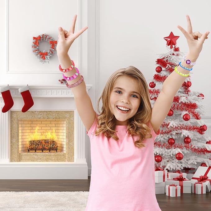 SINUJE Friendship Bracelet Making Kit for Girls - Glow in The Dark Crafts for Girls - Arts and Crafts for Kids Age 8-12 String Bracelets Maker Craft - Gifts for 7 9 10 11 Year Old Girl - Deep Pink