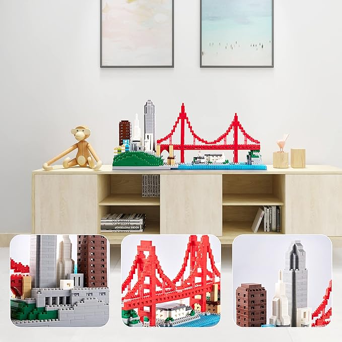Micro Building Blocks Set for Adults San Francisco Golden Gate Bridge Architecture Skylines Model, Mini Bricks Toy Present for Kids 1610 PCS